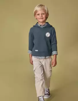 Свитер в стиле свитшот для мальчика с нашивкой спереди Gocco, темно-серый