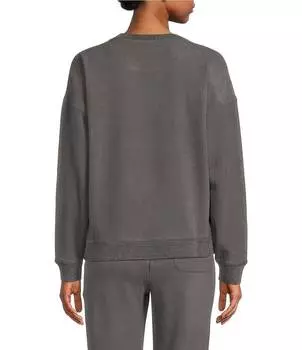 Свитер в тон с нагрудным карманом Barefoot Dreams, пуловер из смешанного флиса с начесом, серый