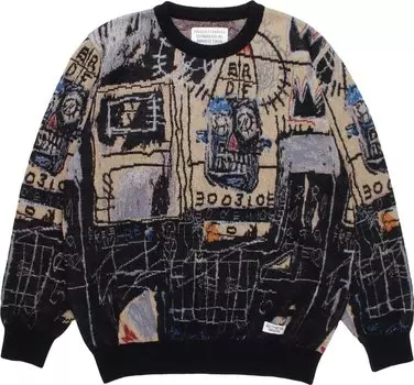 Свитер Wacko Maria x Jean-Michel Basquiat Crewneck Sweater (Type-1) 'One', разноцветный