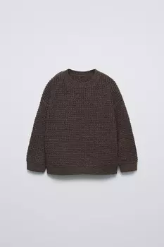 Свитер вафельной тяжки ZARA, цвет chocolate
