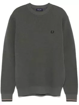 Свитер вафельной вязки Fred Perry, зеленый