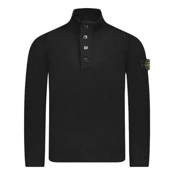 Свитер wappen patch high neck half button knit 'black' Stone Island, черный