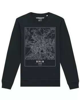Свитер Watapparel Sweatshirt City maps Berlin Landkarte, черный