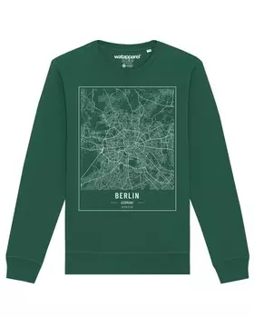 Свитер Watapparel Sweatshirt City maps Berlin Landkarte, цвет green/dark green