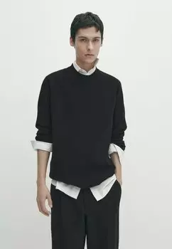 Свитер With Crew Neck Massimo Dutti, черный