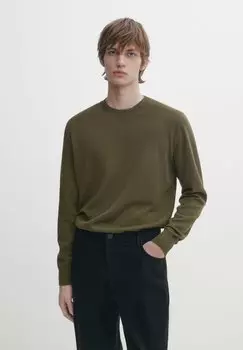 Свитер With Crew Neck Massimo Dutti, цвет olive