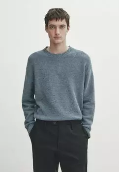 Свитер With Crew Neck Massimo Dutti, цвет light blue