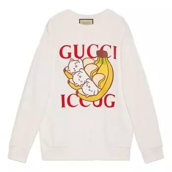 Свитер (WMNS) Gucci Bananya Sweatshirt 'White', белый