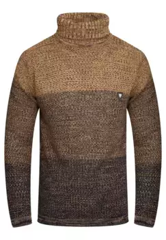 Свитер-водолазка behype "MKBloro" в модном дизайне колор-блоков, коричневый