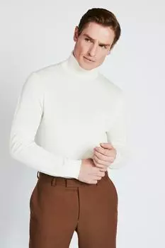 Свитер-водолазка из смесовой шерсти мериноса MOSS, белый