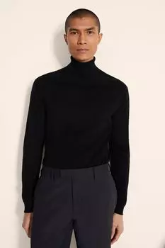 Свитер-водолазка из смесовой шерсти мериноса MOSS, черный