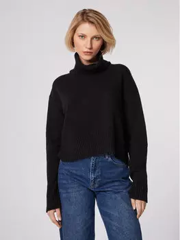 Свитер-водолазка свободного кроя Simple, черный
