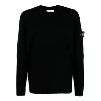 Свитер wool crewneck sweater 'black' Stone Island, черный