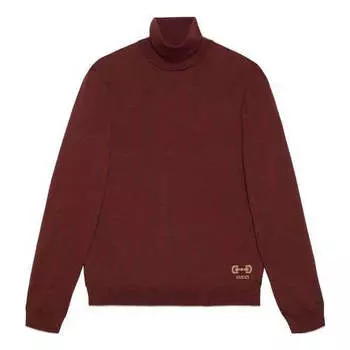 Свитер wool sweater with horsebit intarsia 'bordeaux' Gucci, бордовый