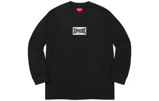 Свитер woven label l/s top 'black white' Supreme, черный
