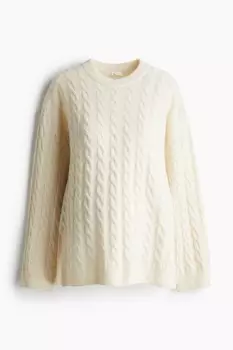 Свитер вязанной вязки Mom H&M, бежевый
