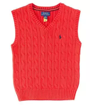 Свитер вязанной вязки Polo Ralph Lauren Little Boys 2T-7 Roy Vest, красный