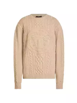 Свитер вязанной вязки с Медузой Versace, цвет sand