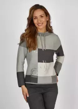 Свитер вязанный ворон, с узором Rabe, серый