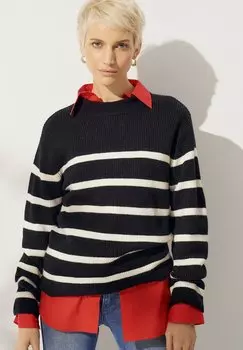 Свитер вязаный ARIA Ellos Collection, цвет schwarz mit cremefarbenen streifen