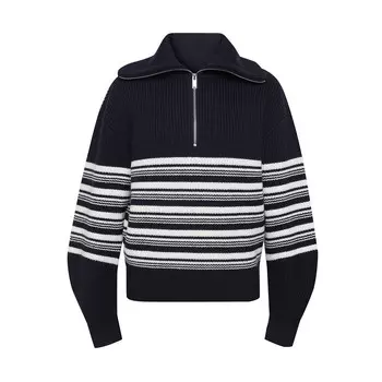 Свитер вязаный Deep Breath с половиной молнии, белый / синий