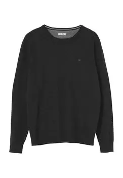 Свитер вязаный, манжеты в рубчик, мужской TOM TAILOR, цвет Black Grey