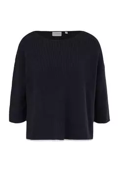 Свитер вязаный, рукав 3/4, хлопок, женский comma, CASUAL IDENTITY, синий