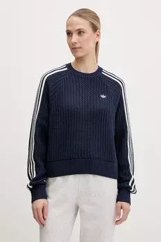 Свитер вязаный с круглым вырезом Adidas Originals, темно-синий