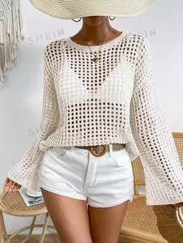 Свитер вязаный Shein Essnce с заниженными плечами, белый