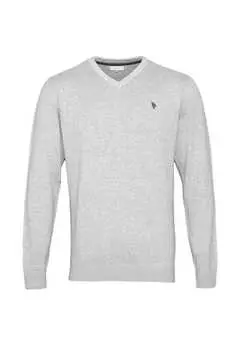 Свитер вязаный свитер свитер с v-образным вырезом U.S. Polo Assn., серый