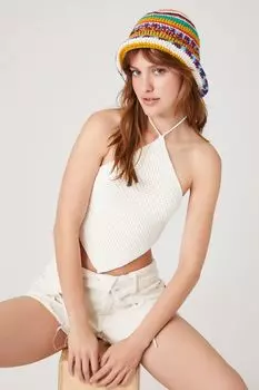 Свитер-вязаный топ с платком и бретельками на бретельках Forever 21, белый