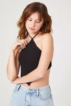 Свитер-вязаный топ с платком и бретельками на бретельках Forever 21, черный