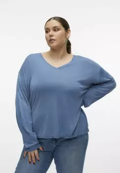 Свитер вязаный VMCNOVA LS V-NECK GA NOOS CUR Vero Moda Curve, цвет coronet blue