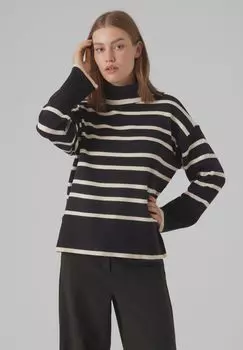Свитер вязаный, водолазка, женский VERO MODA, черный