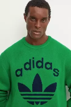 Свитер вязка с круглым вырезом Adidas Originals, зеленый