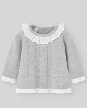 Свитер вязки "елочка" для девочки PAZ Rodrguez, серый