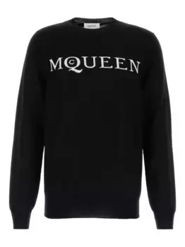 Свитер вязки интарсия Alexander McQueen, черный