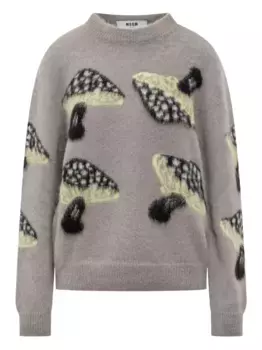 Свитер вязки интарсия MSGM, серый