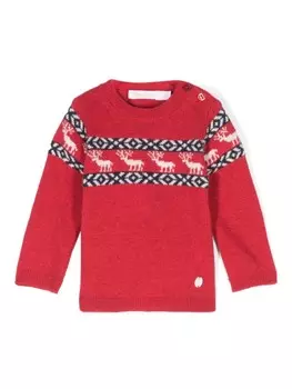 Свитер вязки интарсия Patachou, красный