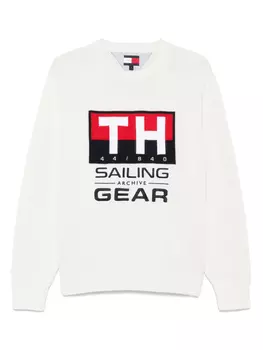 Свитер вязки интарсия с логотипом Tommy Hilfiger, белый