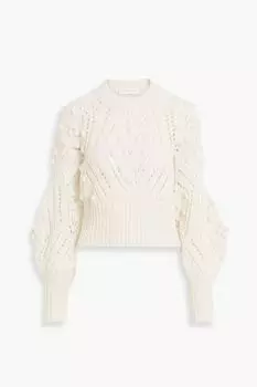 Свитер вязки пуантель с помпоном ZIMMERMANN, экру