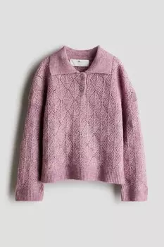 Свитер вязки пуантелле H&M, розовый