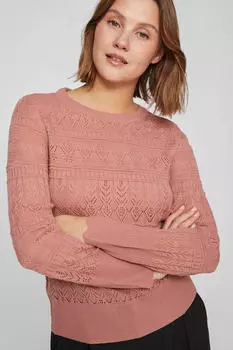 Свитер вязки пуантелле Vila, розовый