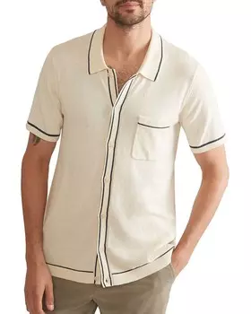 Свитер Wyatt Marine Layer из хлопка, нейлона и мериносовой шерсти с кончиками, трикотажная рубашка стандартного кроя на пуговицах, слоновая кость/кремовый