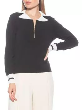 Свитер Wyatt с четверть-молнией и воротником-молнией Alexia Admor, черный