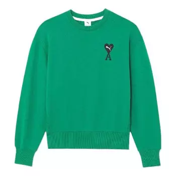 Свитер x ami crew neck sweatshirt 'green' Puma, зеленый
