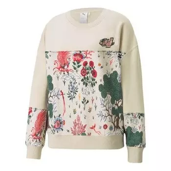 Свитер x liberty crossover crew flowers pattern round neck pullover knit hoodie Puma, бежевый