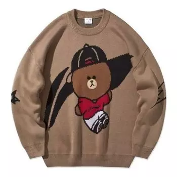 Свитер x line friends с графическим круглым вырезом Li-Ning, коричневый