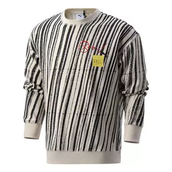 Свитер x michael lau aop crew neck sweatshirt 'white' Puma, черный
