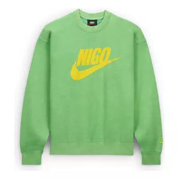 Свитер x nigo fleece sweatshirt 'green yellow' Nike, зеленый